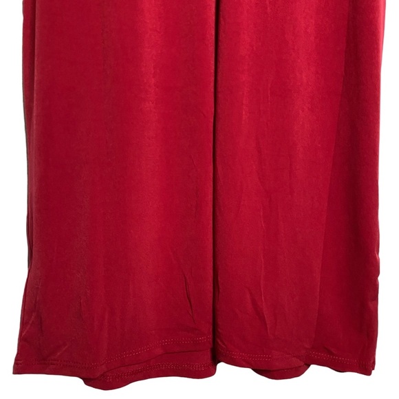 Catherine Malandrino Red Midi Dress Boat Neck Modest Draped Faux Wrap Large L - Picture 10 of 15